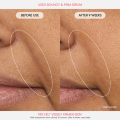 LANEIGE Bouncy & Firm Serum texture swatch highlighting non-sticky, fast-absorbing feel.