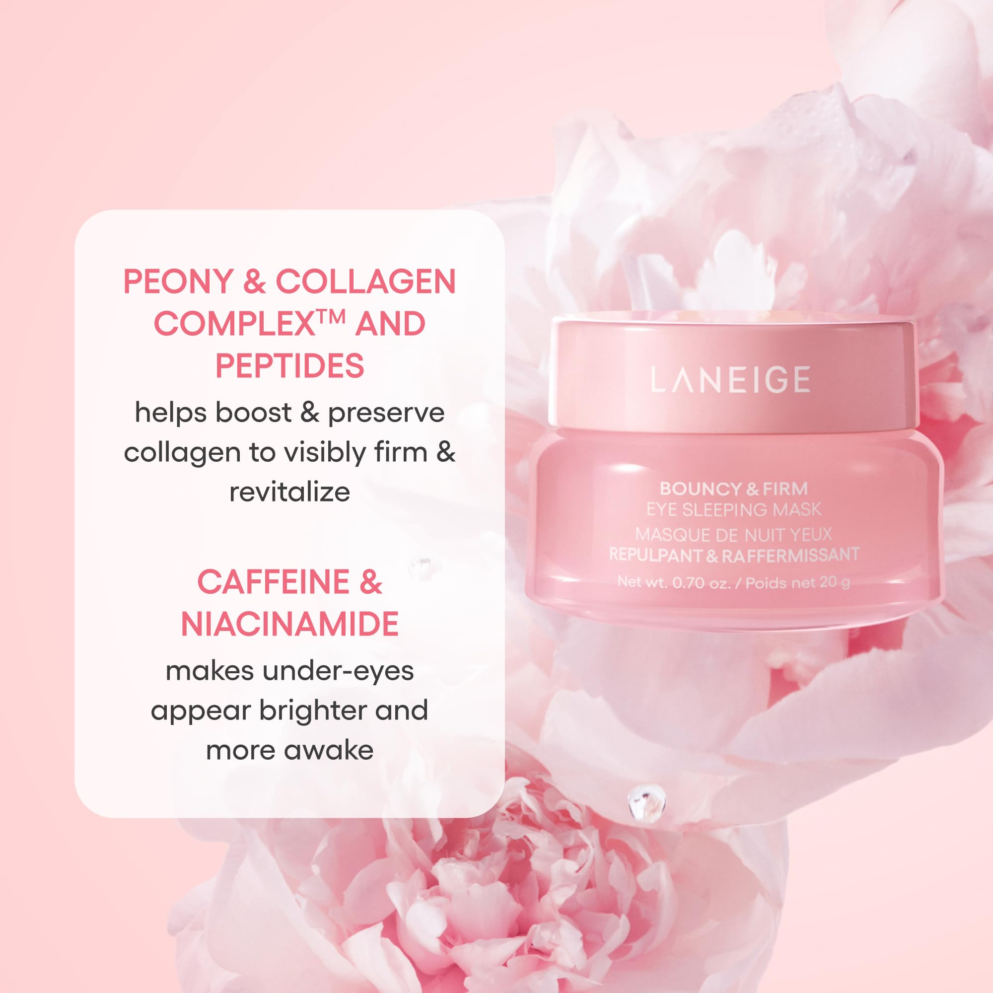 LANEIGE caffeine and niacinamide brighten and refresh the under-eye zone