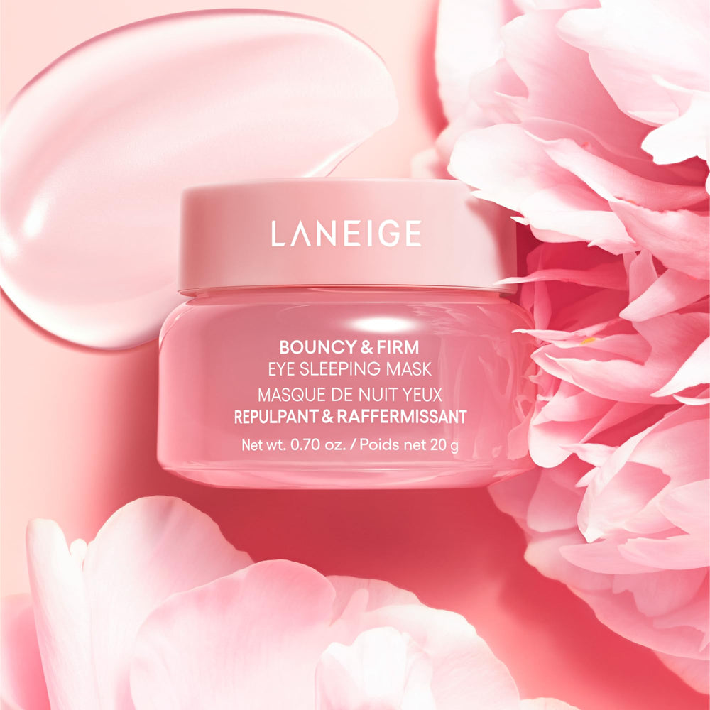LANEIGE cooling gel texture applied to the eye area for a refreshing overnight feel