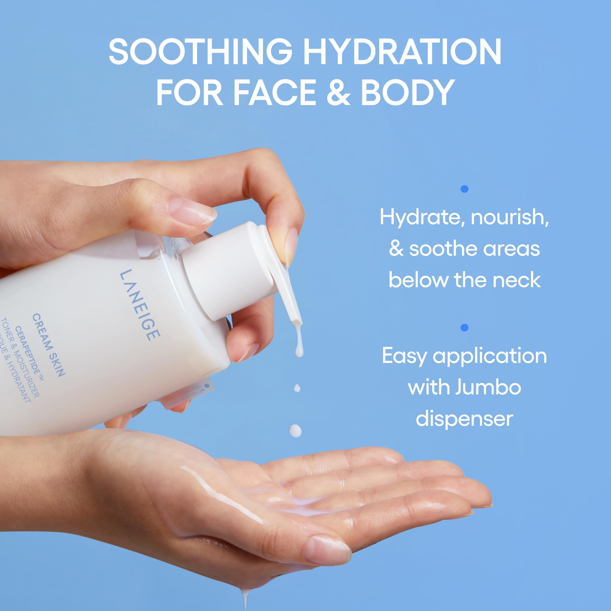 LANEIGE Cream Skin Toner milky texture closeup highlights silky hydration