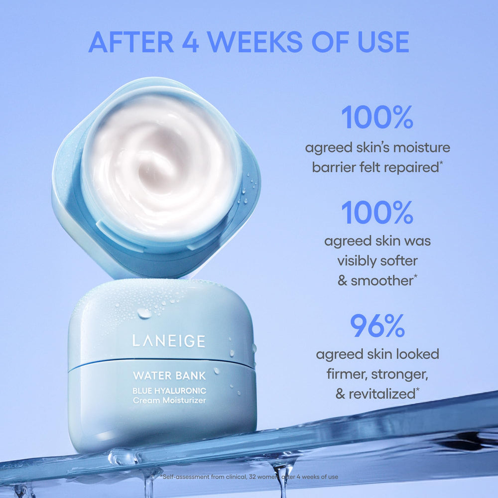 LANEIGE Water Bank Blue Hyaluronic Cream skin swatches.