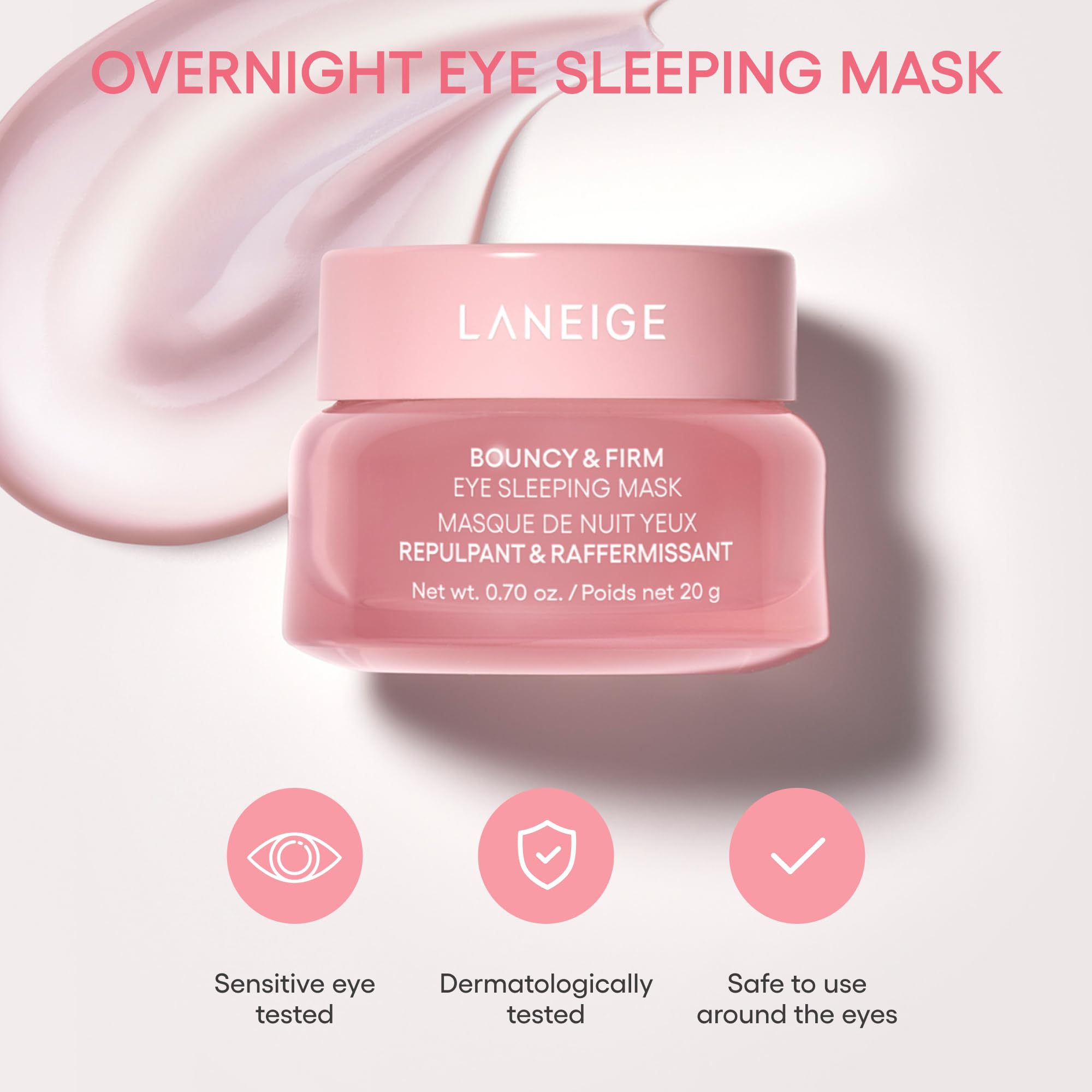 LANEIGE depuffing eye care hydrates the eye area for day-long brightness