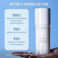 LANEIGE hand patting the toner into skin for morning and evening use