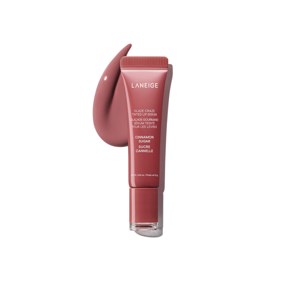 Laneige Glaze Craze Cinnamon Sugar bottle displaying hydrating lip serum.