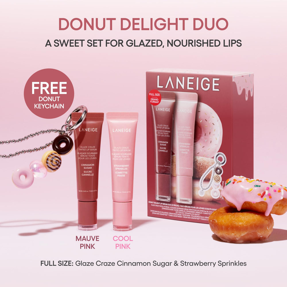 LANEIGE Glaze Craze Strawberry Sprinkles lip serum swatch for cool pink lips.