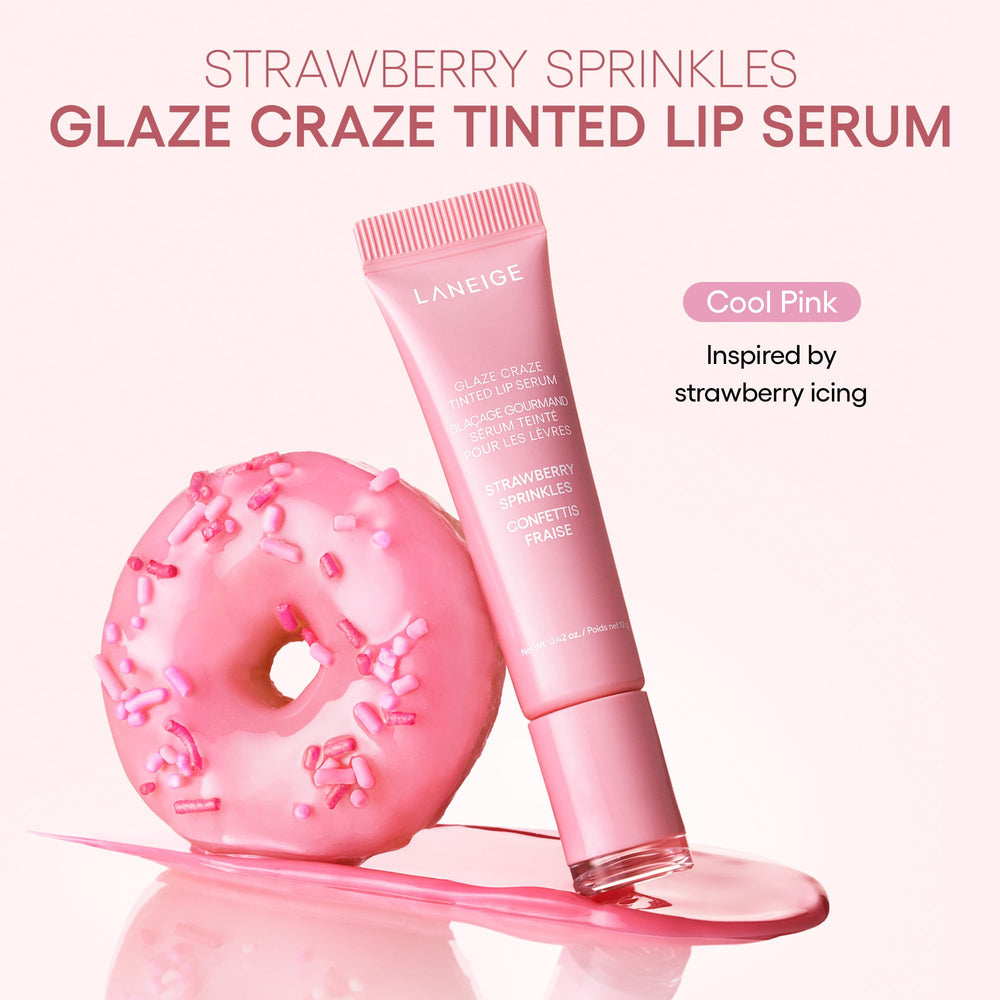 LANEIGE Glaze Craze donut-inspired shades packaging emphasizes playful style.