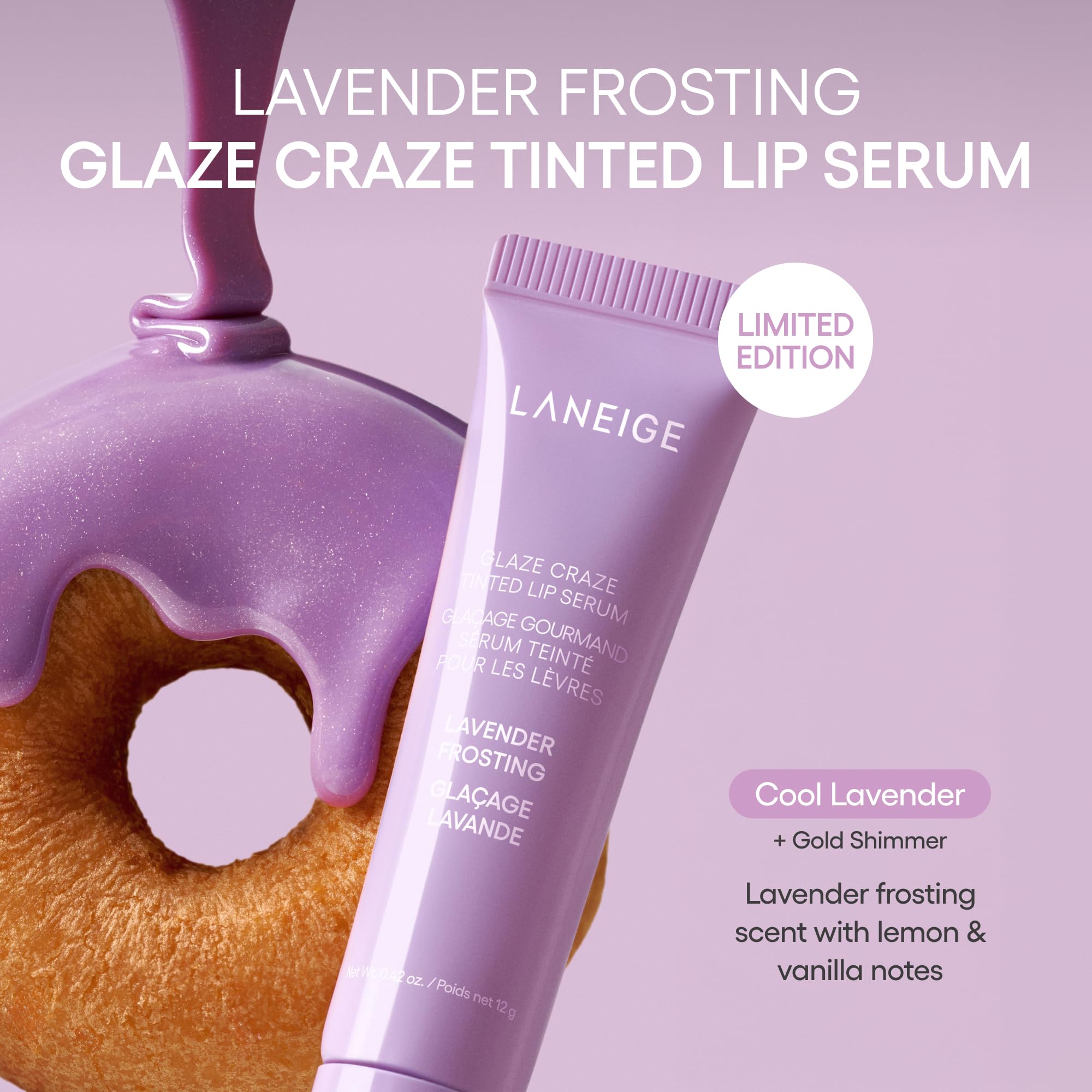 Packaging close-up of Laneige Glaze Craze limited edition Lavender Frosting