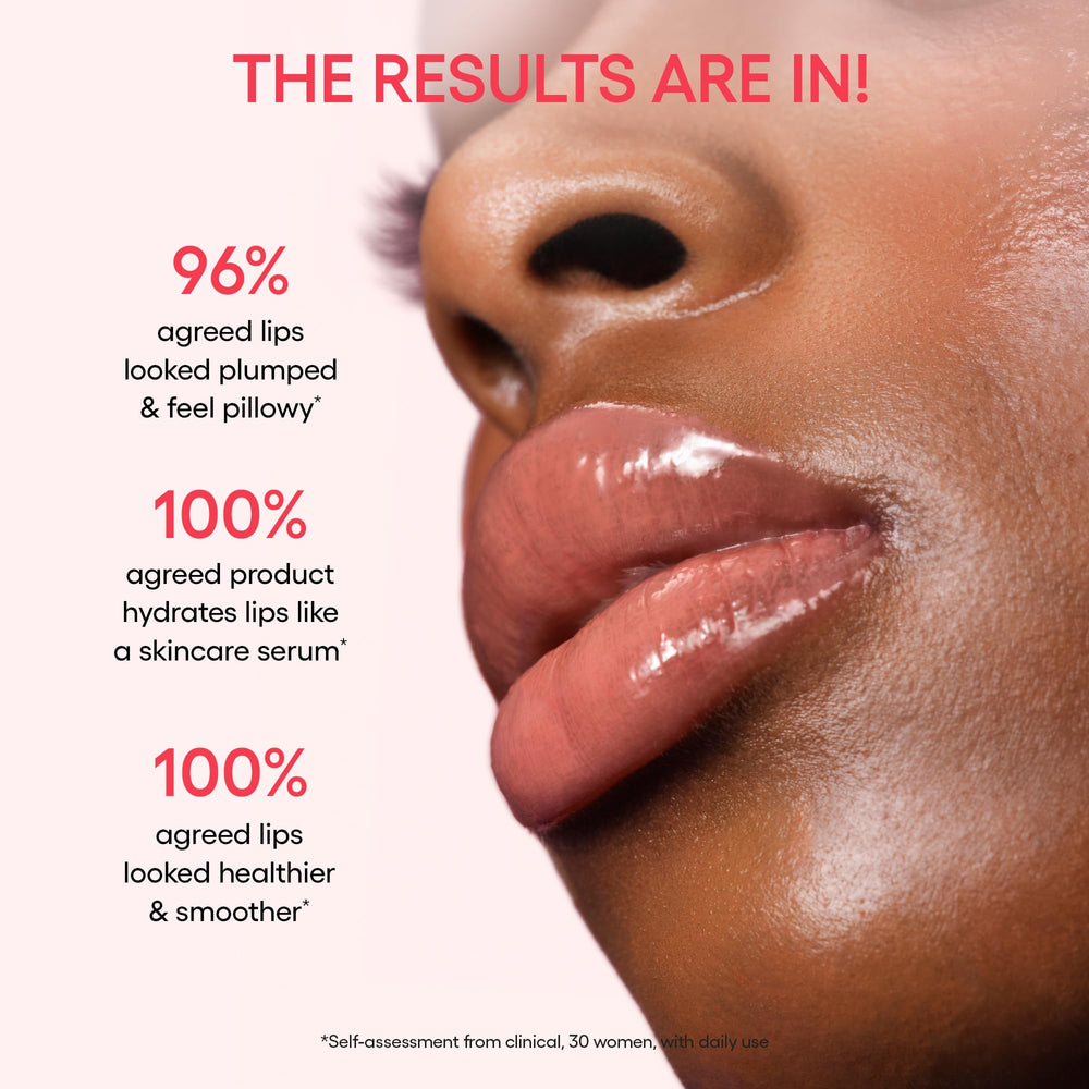 LANEIGE Glaze Craze serum texture swatch emphasizing nourishment on lips.
