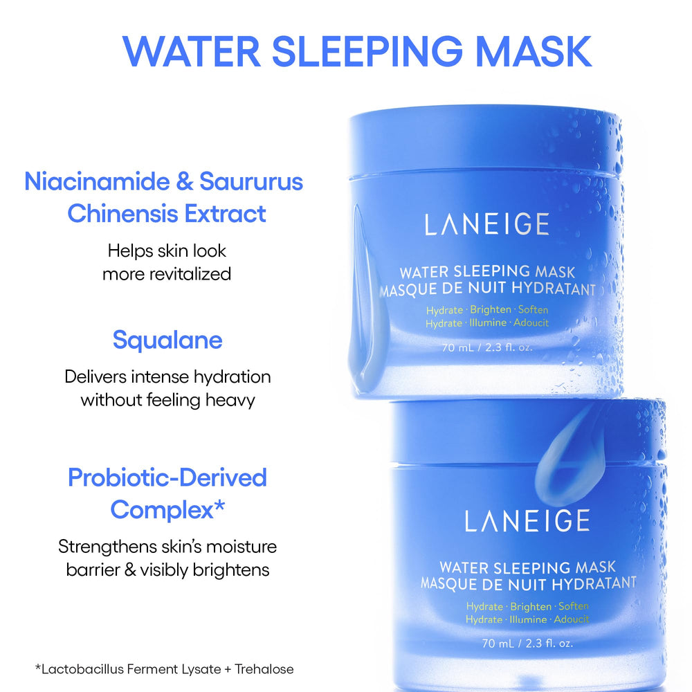LANEIGE night routine flatlay showing complete evening care