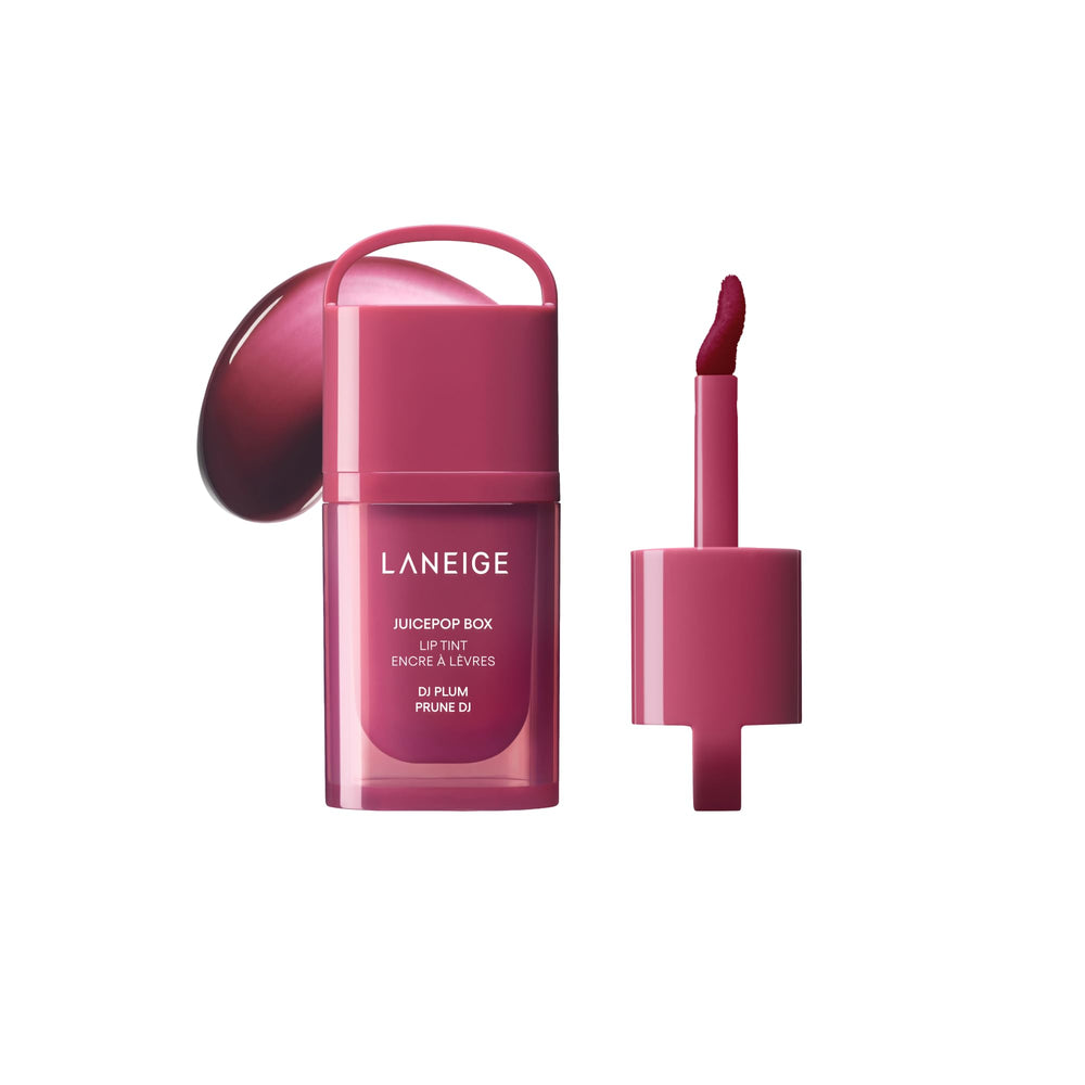 Laneige JuicePop Box Lip Tint DJ Plum with glossy finish hydrates and colors lips
