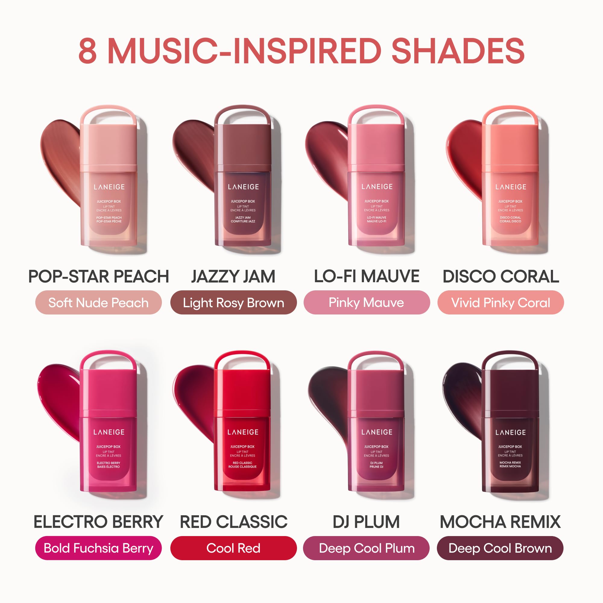 Laneige JuicePop Box Lip Tint glossy finish with buildable color