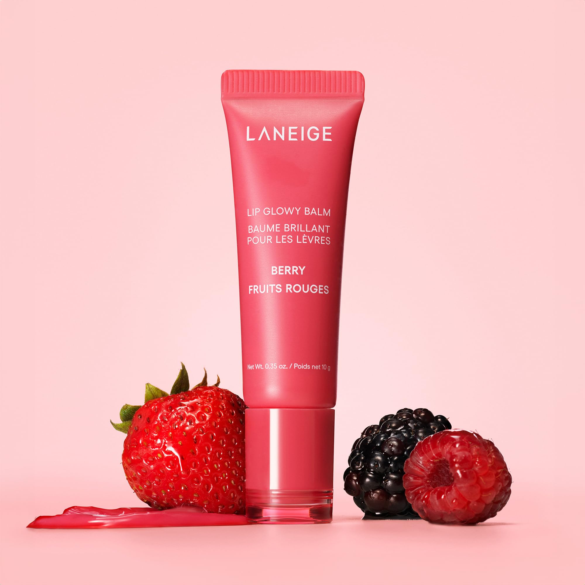 Laneige Lip Glowy Balm Berry application delivers quick moisture during errands