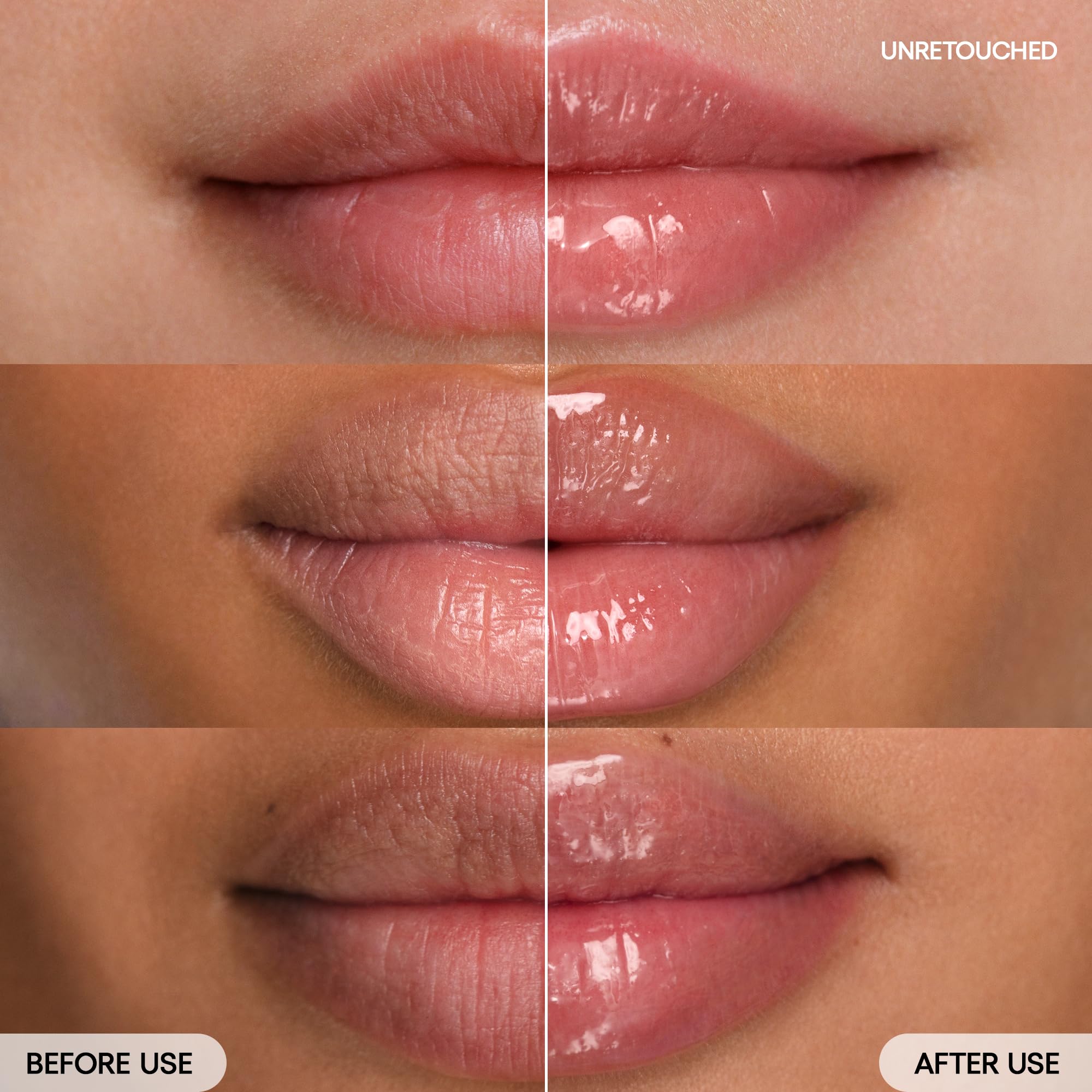 LANEIGE Lip Glowy Balm Grapefruit lip swatch reveals sheer shine.