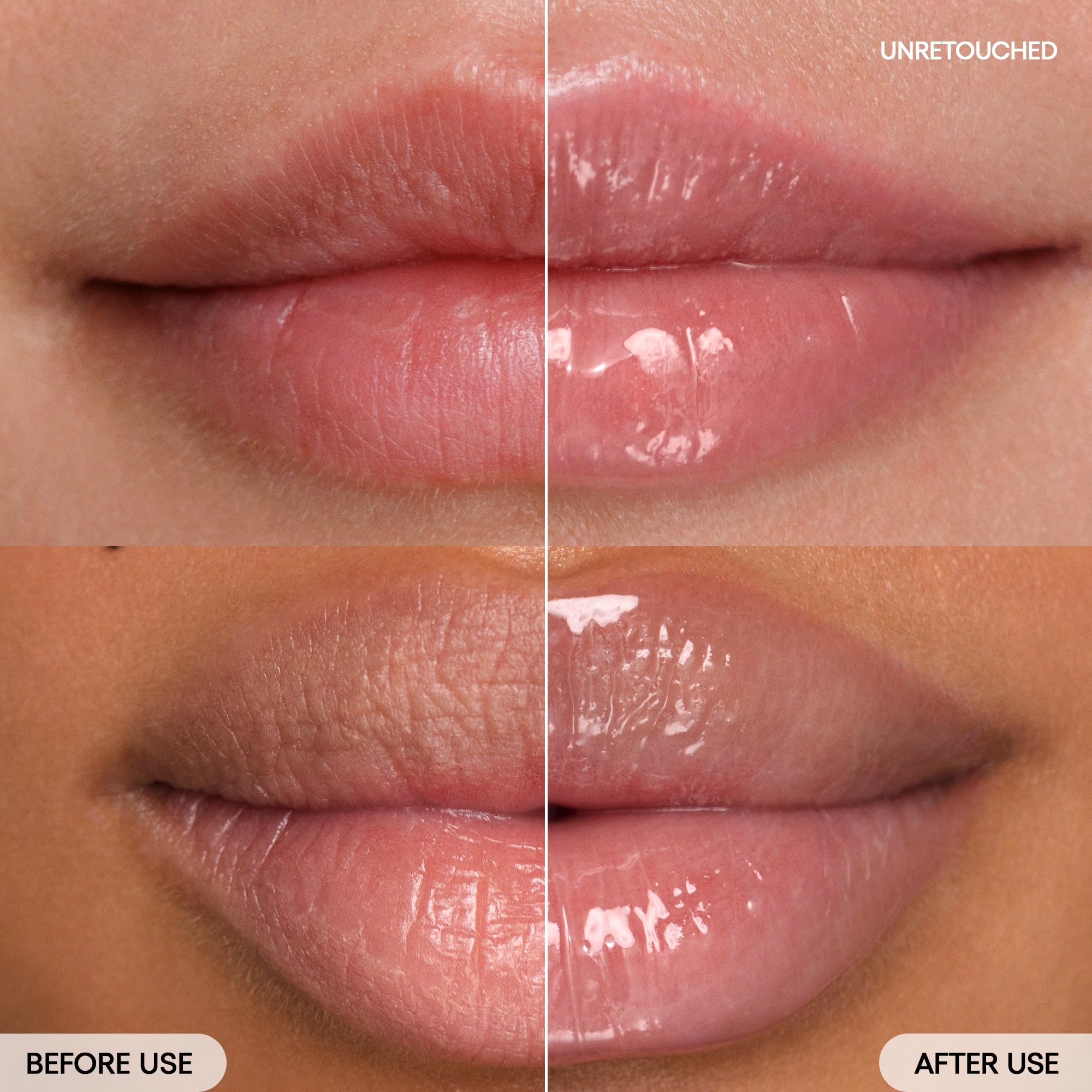 Laneige Lip Glowy Balm Vanilla swatch for sheer shine on lips.