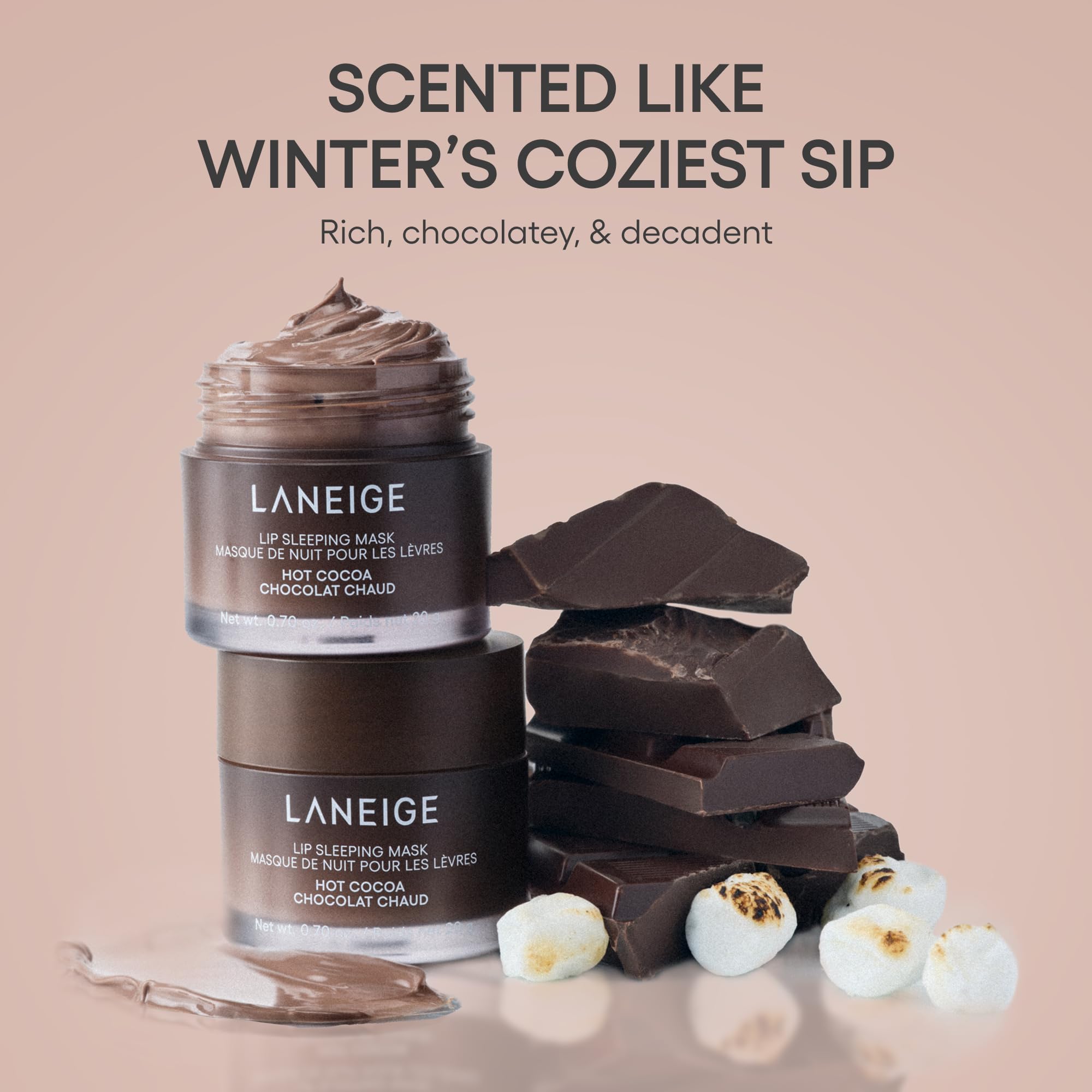 LANEIGE Lip Sleeping Mask Hot Cocoa creamy texture swirls on finger