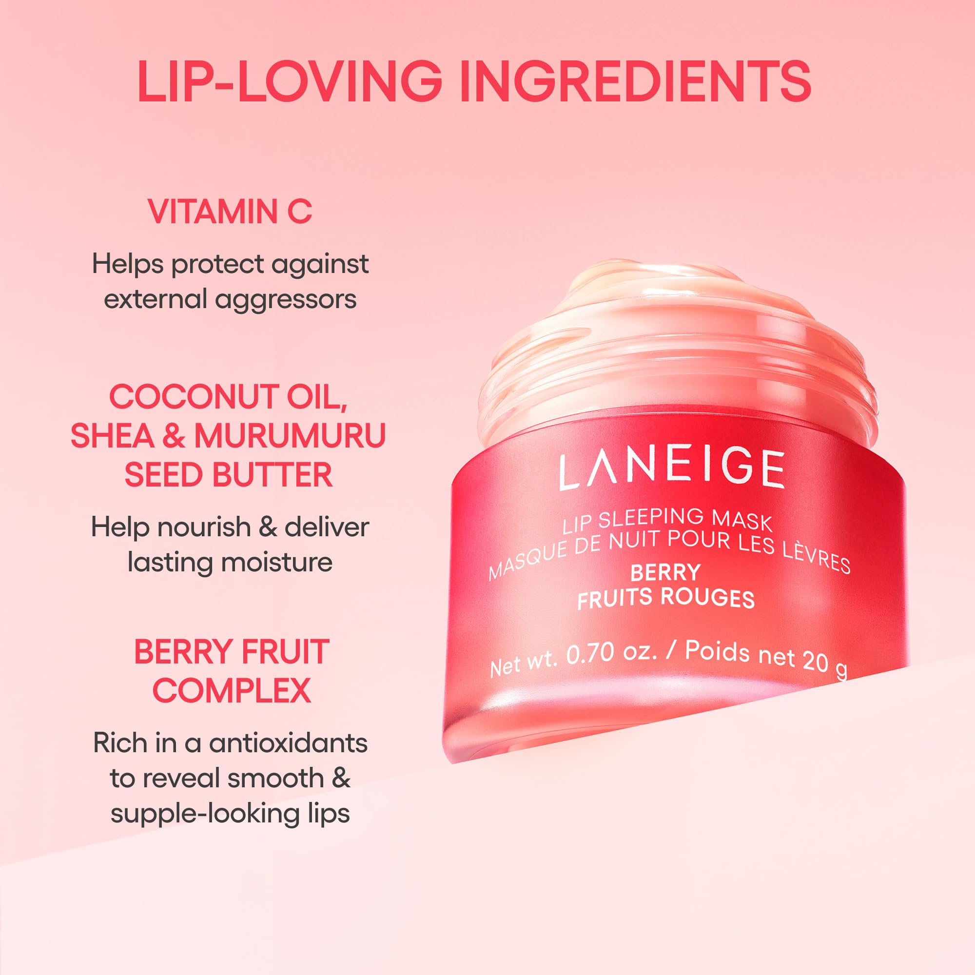 LANEIGE Lip Sleeping Mask Lemon Sorbet texture with rich butter blend on lips.
