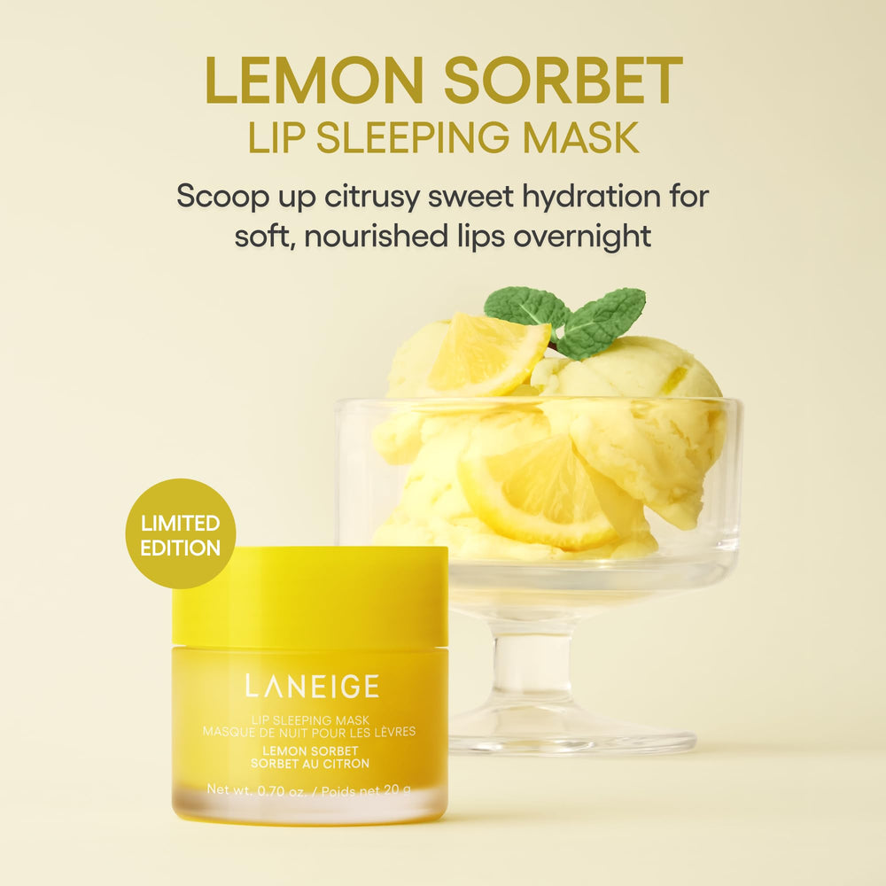 Laneige Lip Sleeping Mask Lemon Sorbet texture close-up on lips