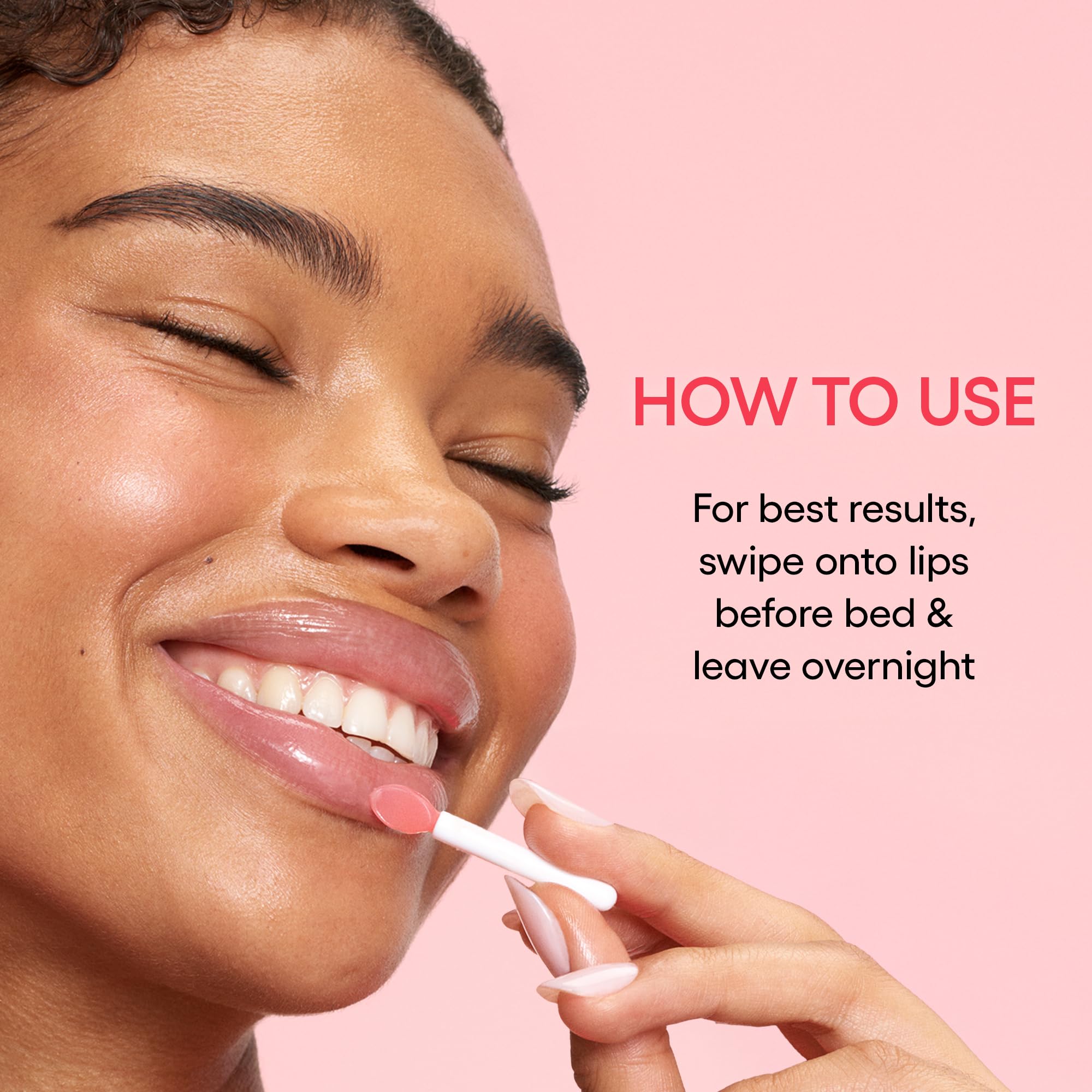 LANEIGE Lip Sleeping Mask Matcha Bubble Tea berry fruit complex highlight on lips.