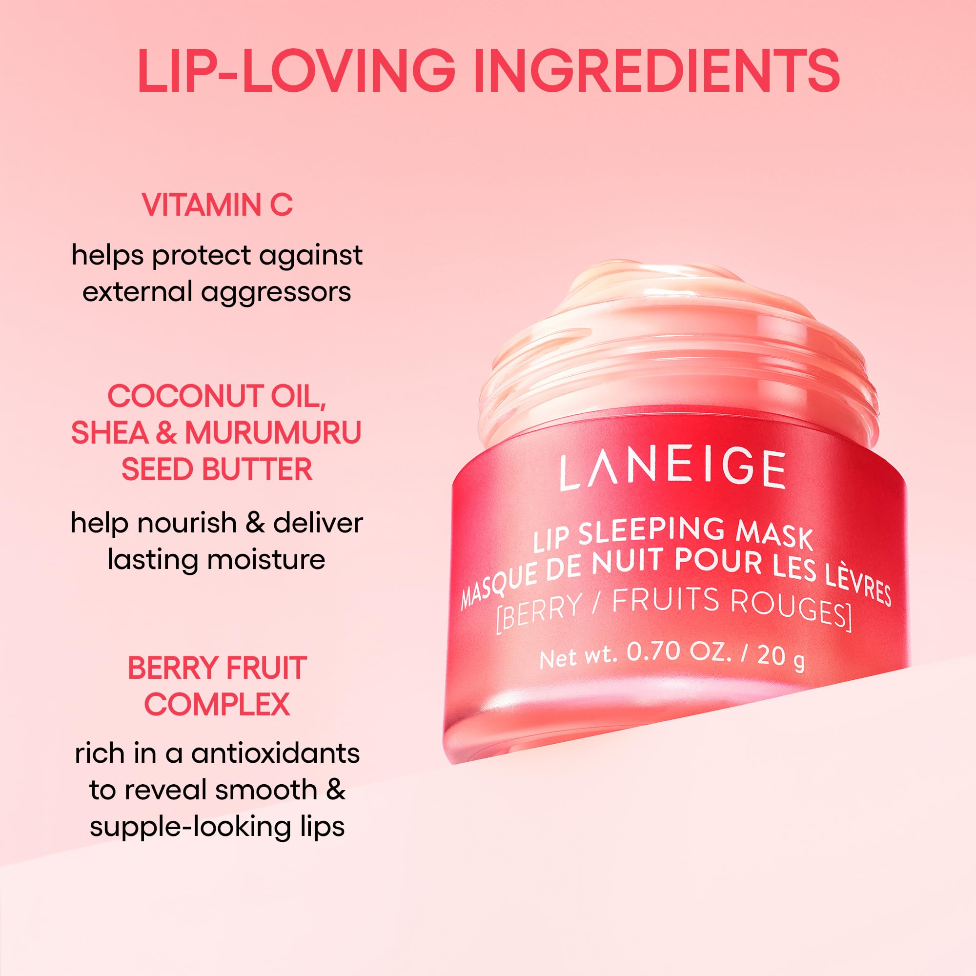 Overnight application scene with Laneige Lip Sleeping Mask by the bedside.