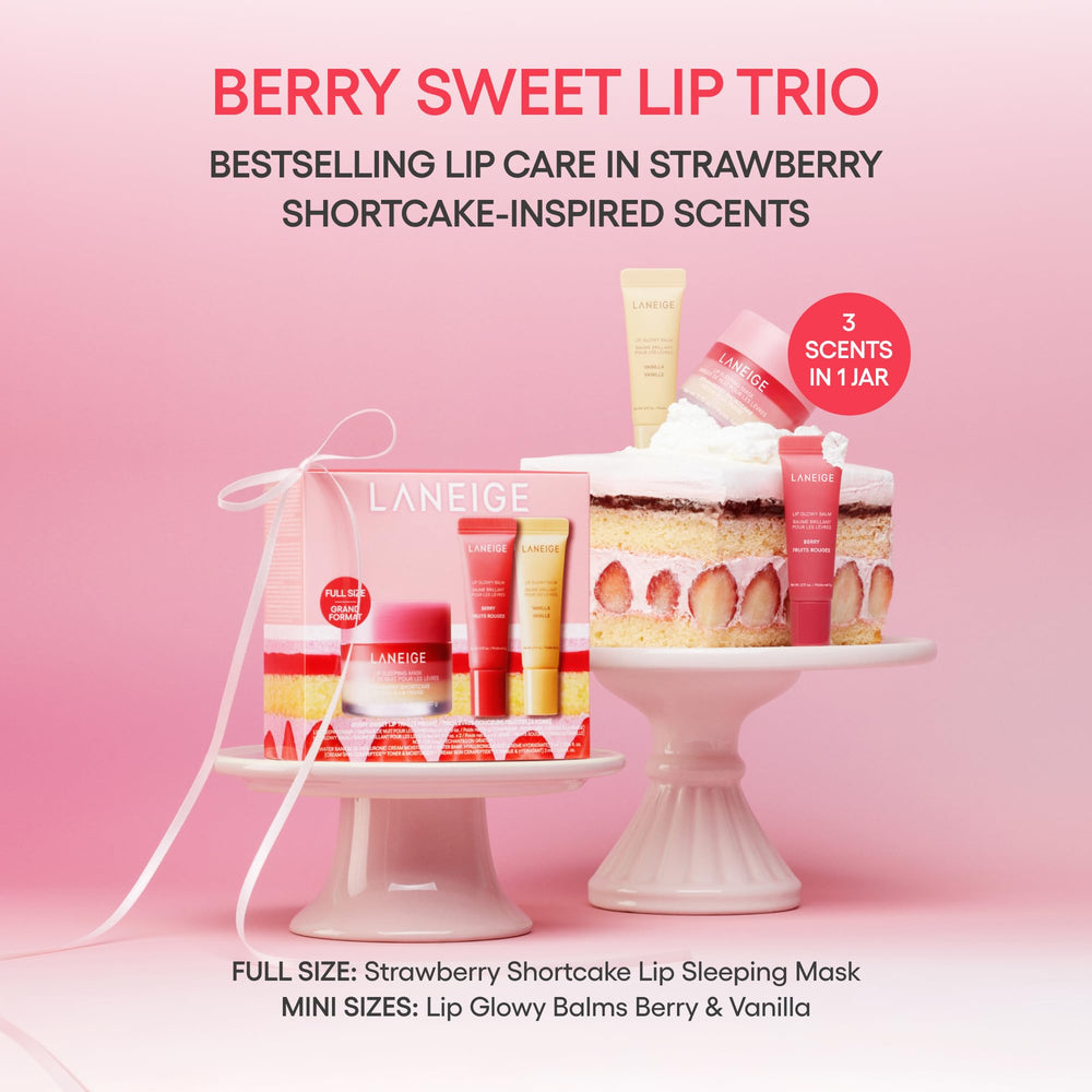 Laneige Lip Sleeping Mask Strawberry Shortcake jar close-up for overnight hydration.