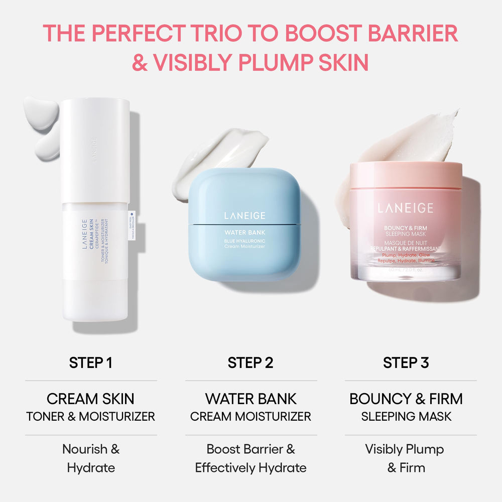 Laneige glow on skin in the morning shows radiance and bounce.