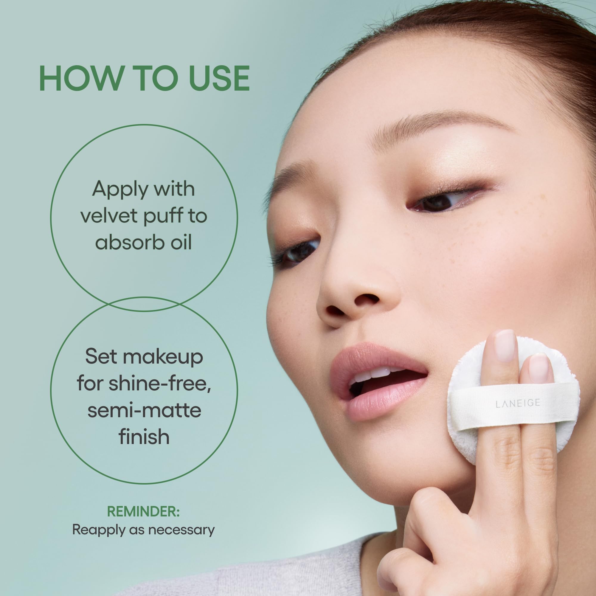 LANEIGE Neo Blurring Powder fits in a bag for on-the-go touch-ups.