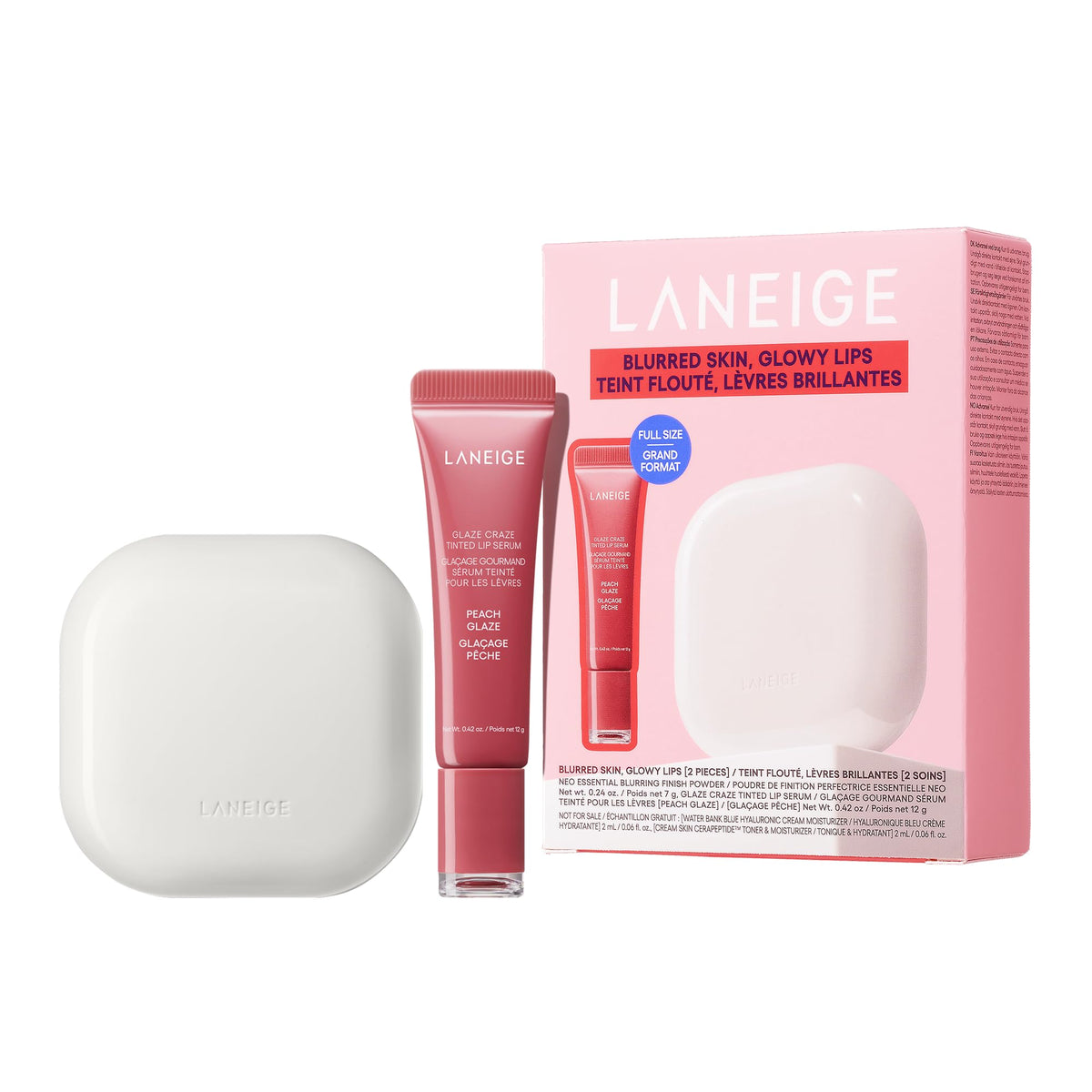 LANEIGE Neo Blurring Powder on puff for quick oil control and soft-focus skin.