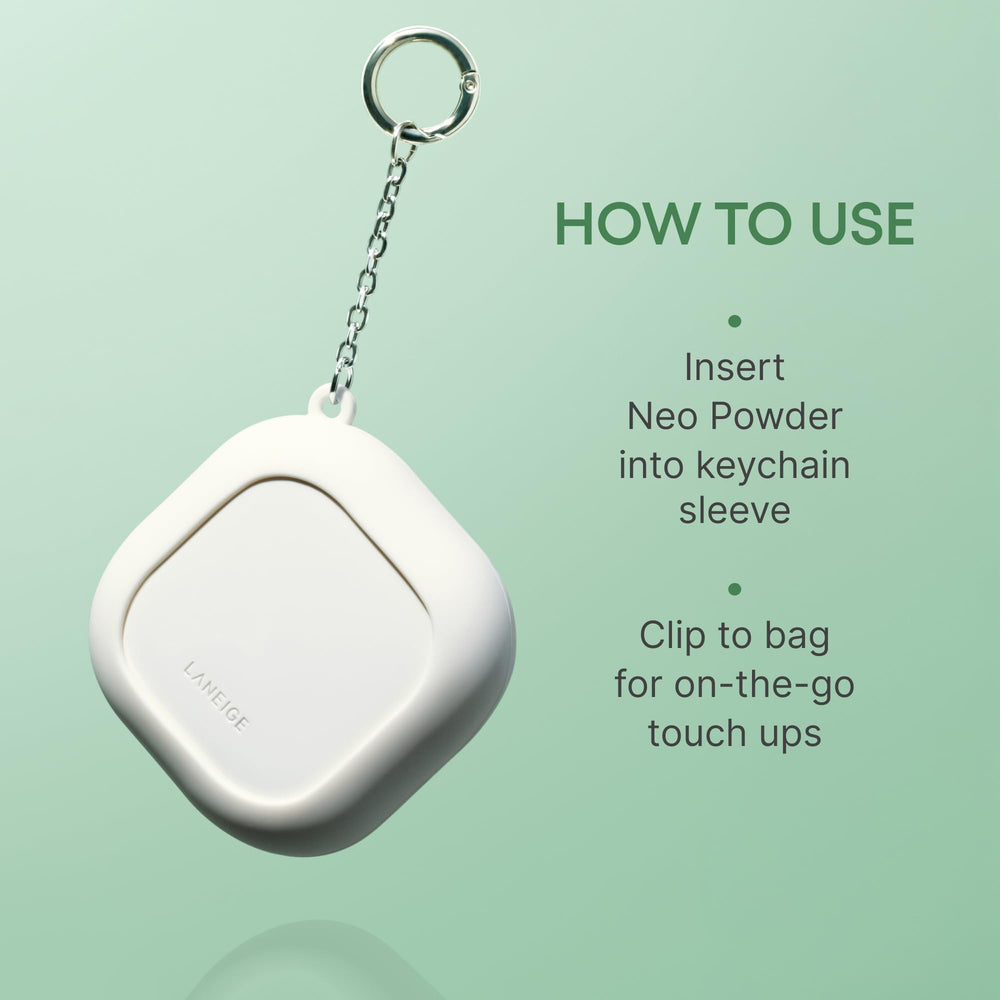 Laneige Neo Powder keychain silicone sleeve shields the compact during travel