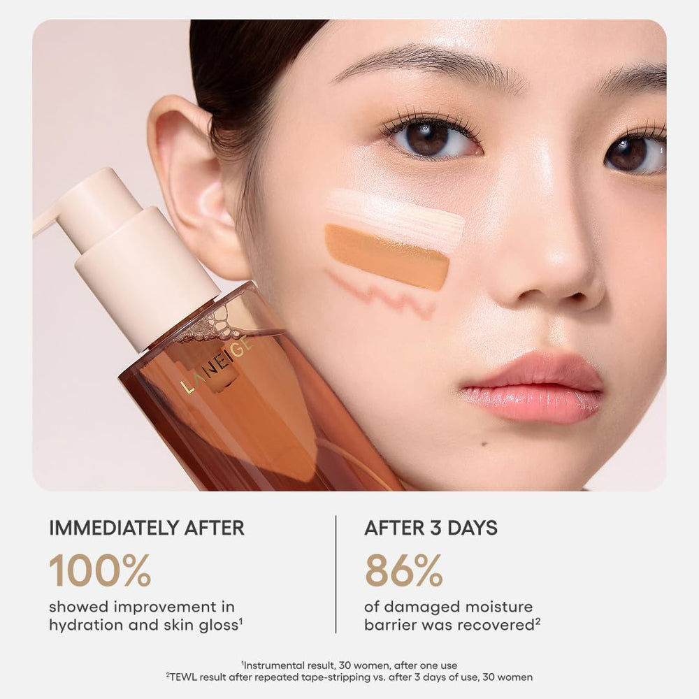 LANEIGE five essential oils soothing formula supports calm, nourished skin.