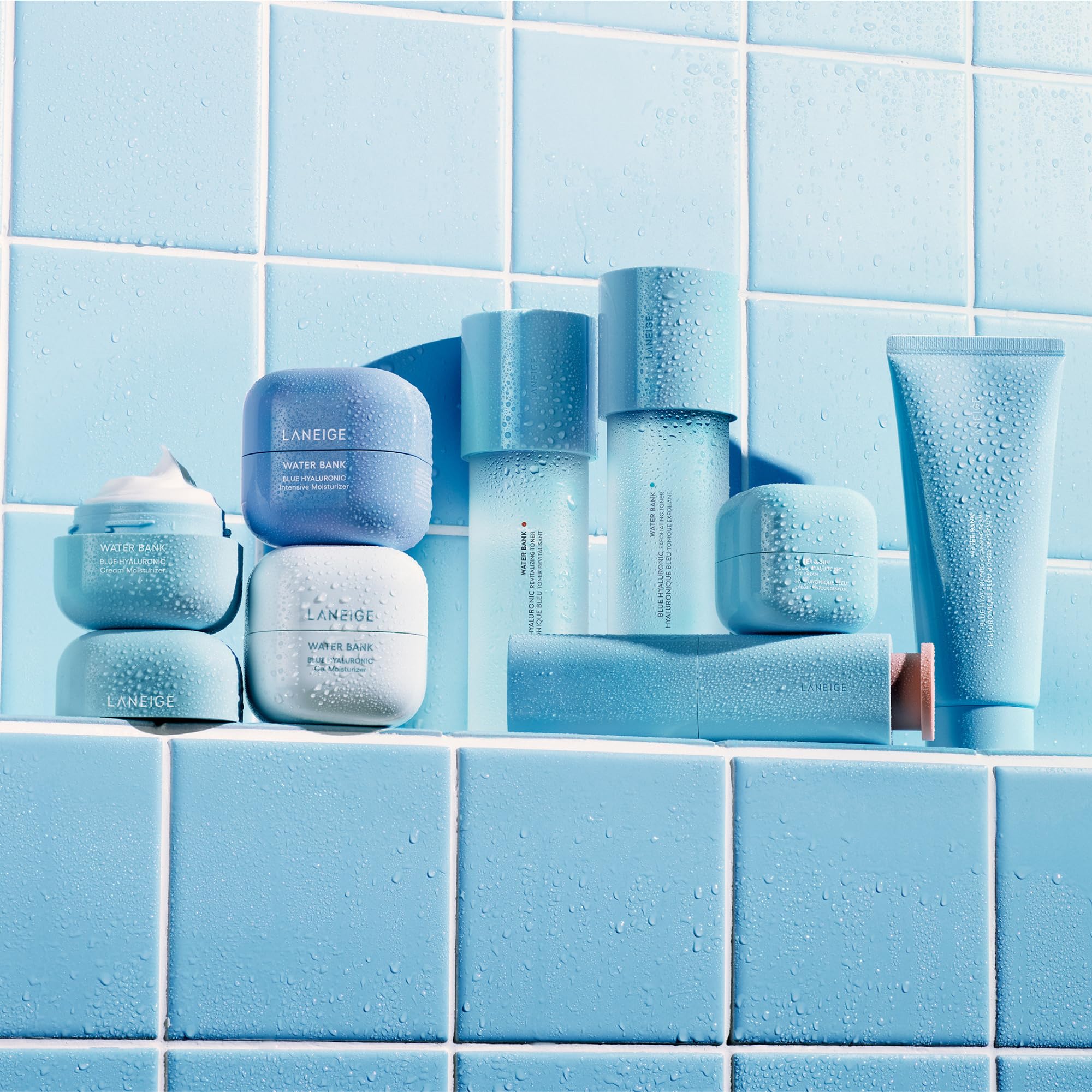 Laneige Blue Hyaluronic Eye Cream texture absorbs quickly for lasting hydration near the eye.