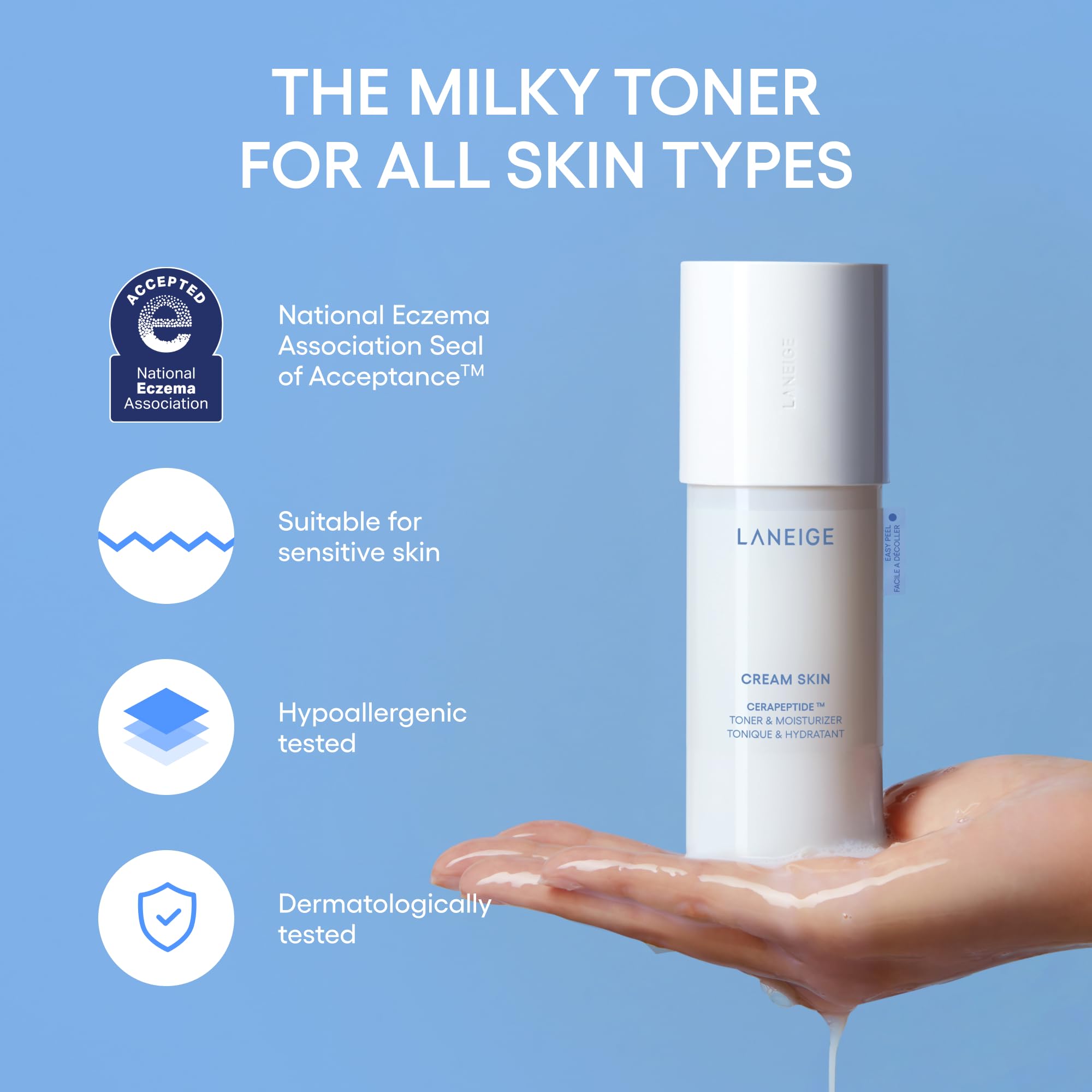 LANEIGE Cream Skin Toner suits normal to oily skin, supporting balanced hydration.