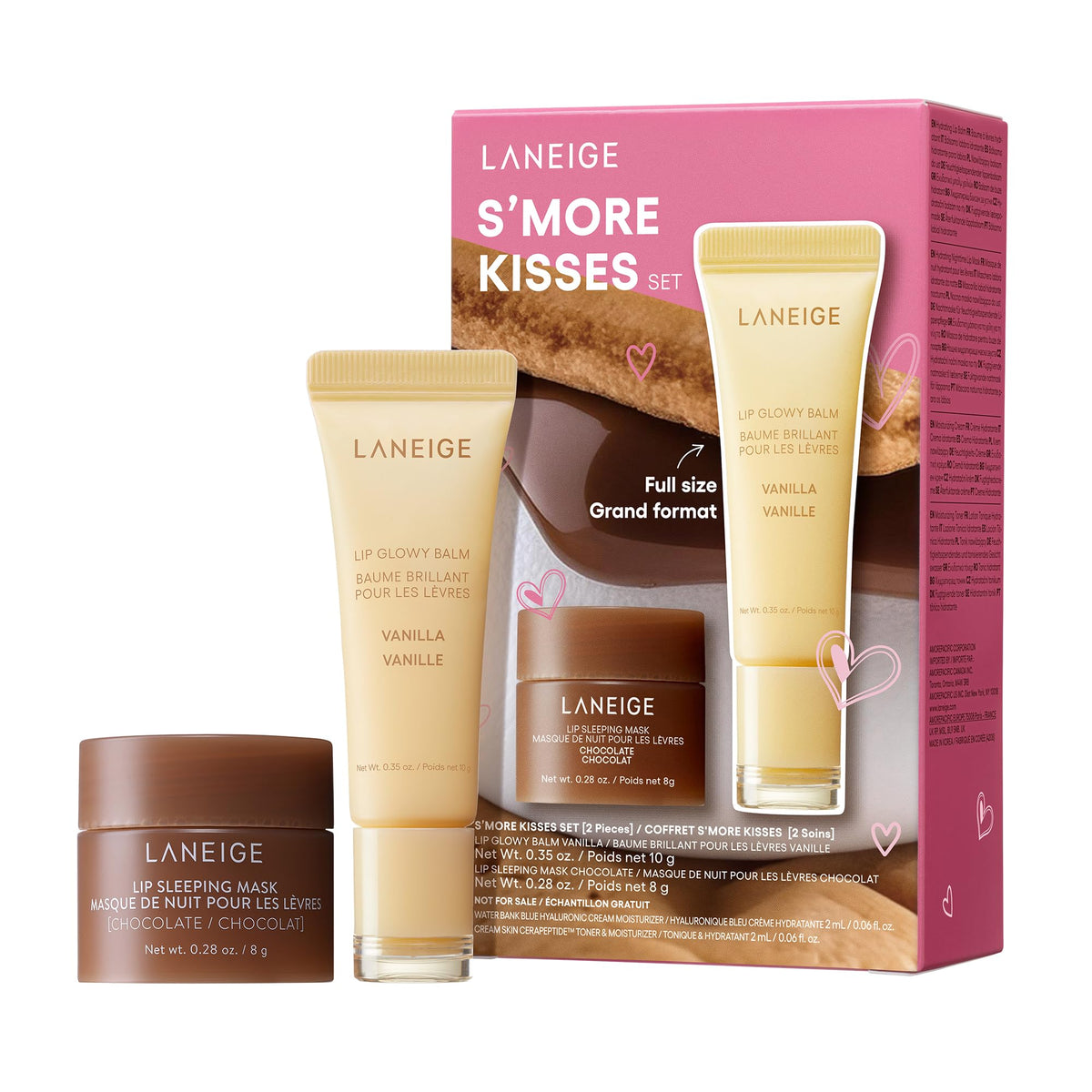 LANEIGE S’more Kisses Set packaging close-up, ideal for gifting lip care.