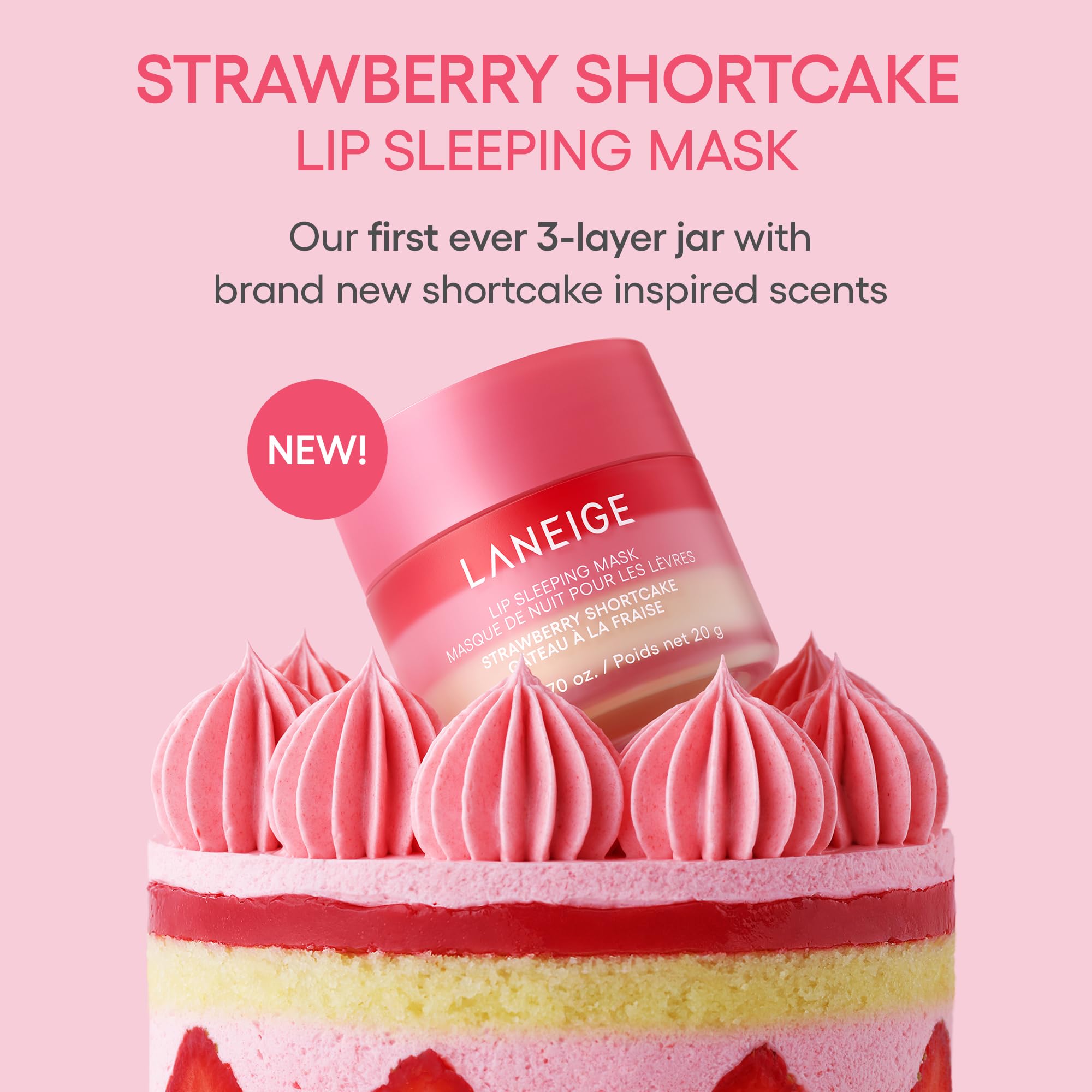 LANEIGE Strawberry Shortcake Lip Mask jar on vanity ready for bedtime routine