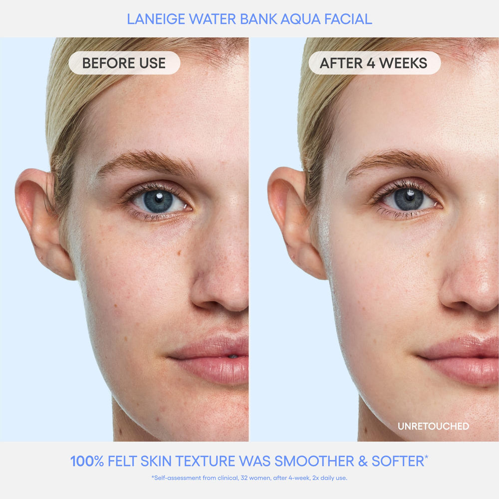 LANEIGE Water Bank Aqua Facial Serum dropper dispensing a small amount for glow