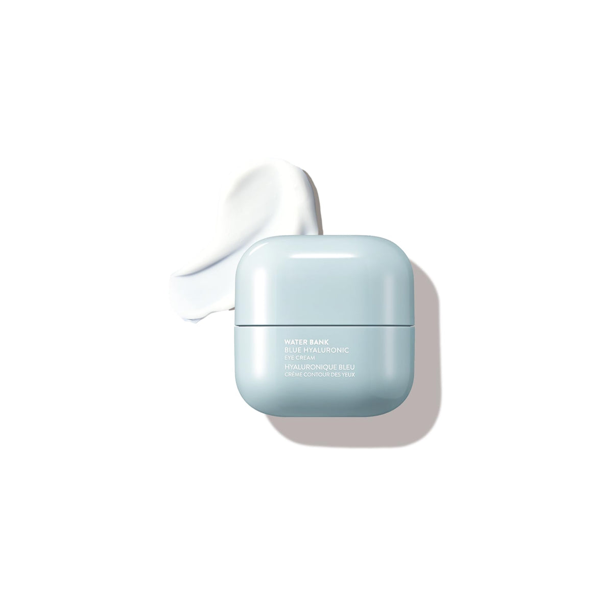 Laneige Water Bank Blue Hyaluronic Eye Cream jar shows rich hydration for the under-eye area.