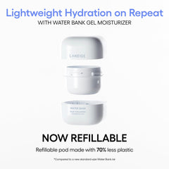 LANEIGE Water Bank Blue Hyaluronic Gel close-up showing skin glow
