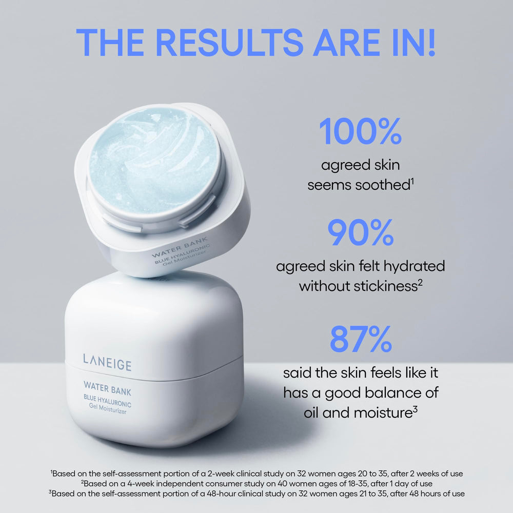 LANEIGE Water Bank Blue Hyaluronic Gel texture with melt-in beads for glow hydration