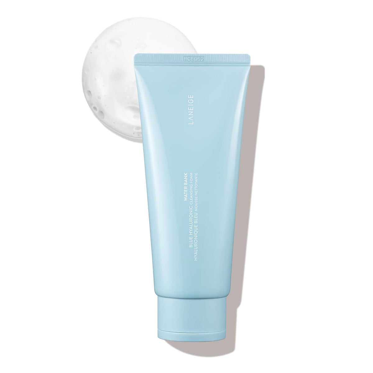 LANEIGE Water Bank Cleansing Foam bottle illustrating a hydrating cleanse for supple skin.
