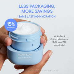 Laneige Water Bank Cream on face demonstrates instant hydration and radiant finish.