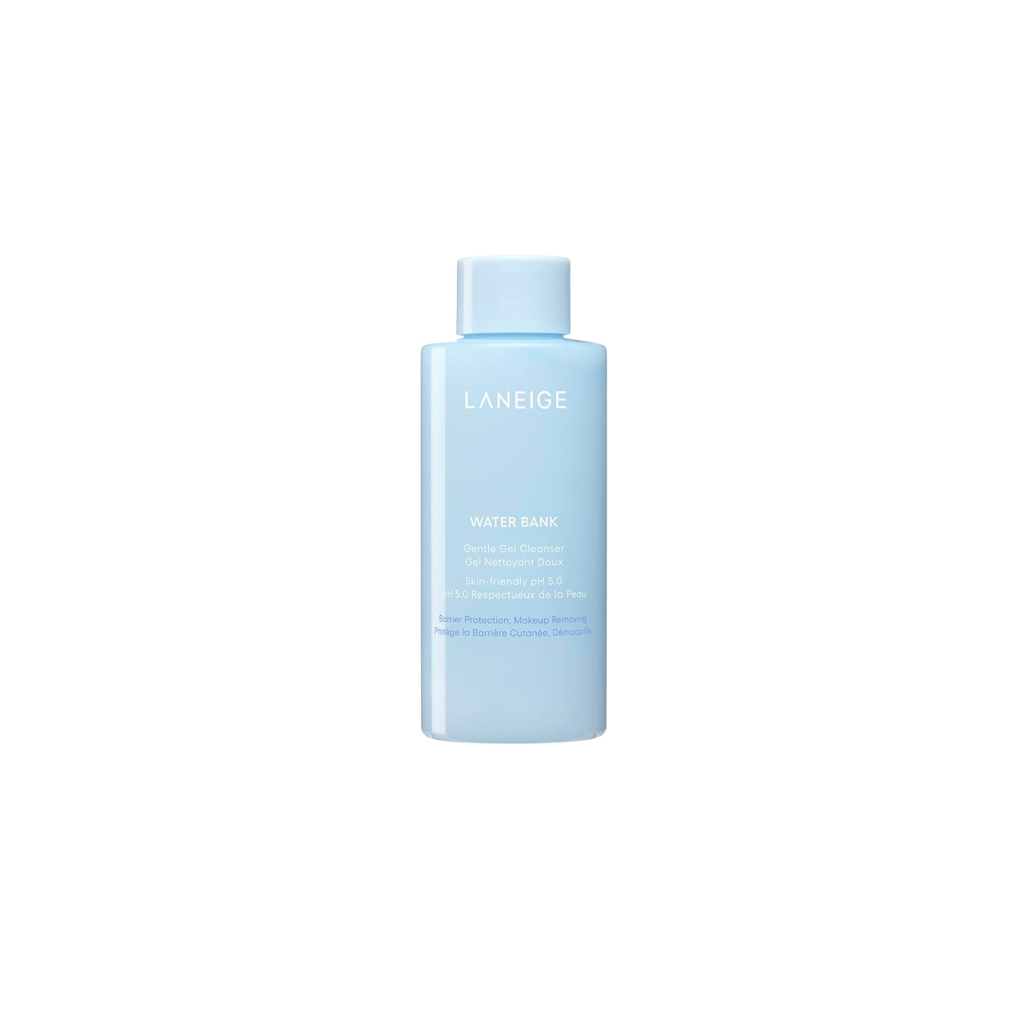 LANEIGE Water Bank Gentle Gel Cleanser Mini bottle pour, hydrates while cleansing.