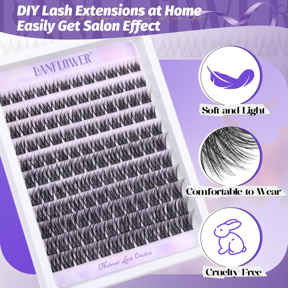 Lanflower C-curved lashes highlighting wispy, eye-enhancing results