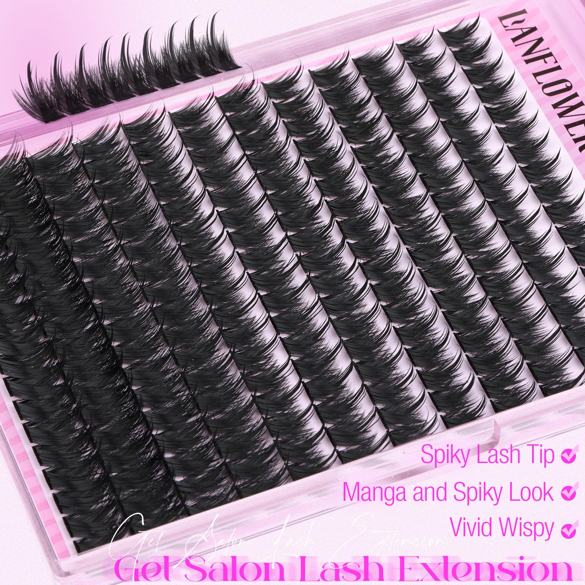 LANFLOWER Cosplay festival-ready lashes close-up showcasing dramatic effect.