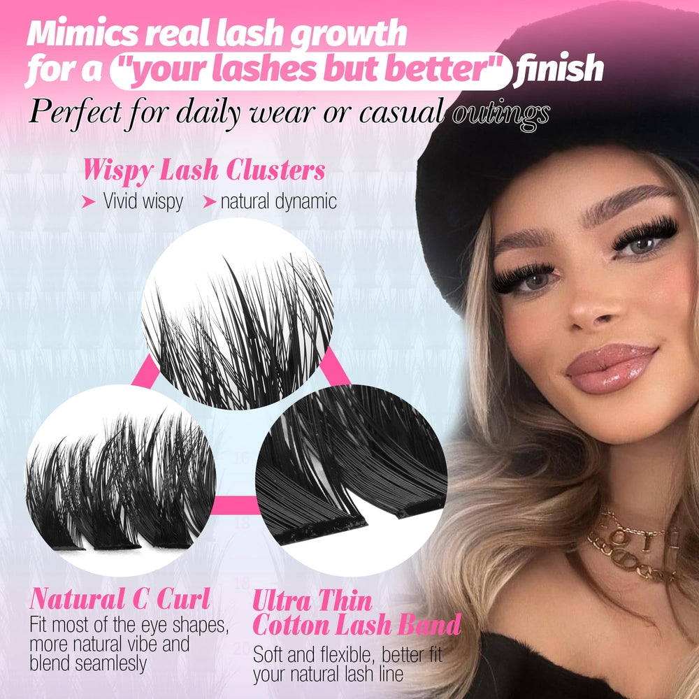 LANFLOWER feather-light clusters move with lashes for day-long comfort.