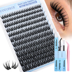 Lanflower Flora Lash Clusters d-curly extensions close-up for natural-wispy daytime enhancement