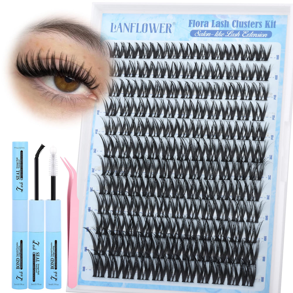 Lanflower Flora Lash Clusters Kit muestra la curva CC para un look natural.
