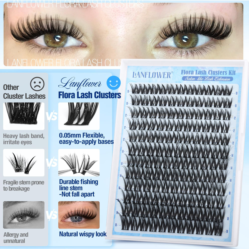 LANFLOWER Flora Lash Clusters reusable up to 15 uses on soft fibers