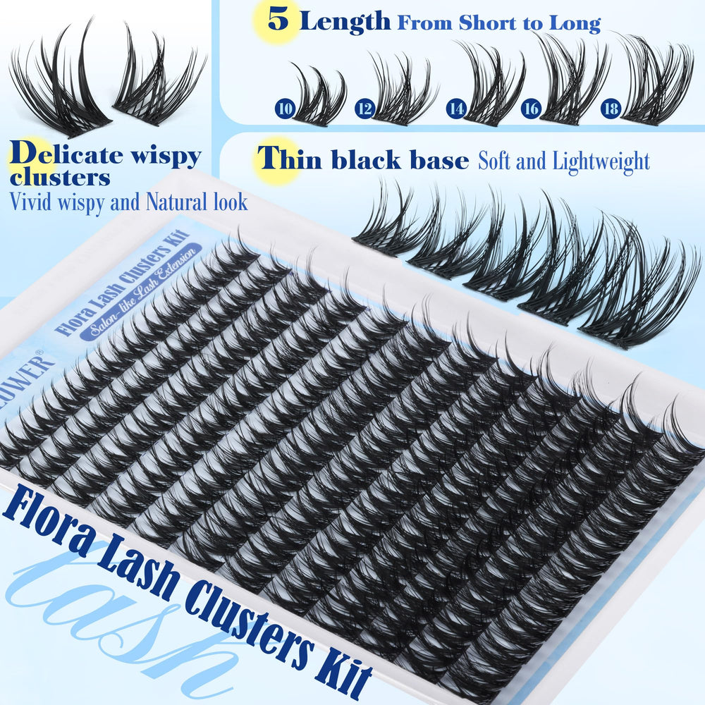 Lanflower Flora Lash Clusters variety kit demonstrates versatile styling options