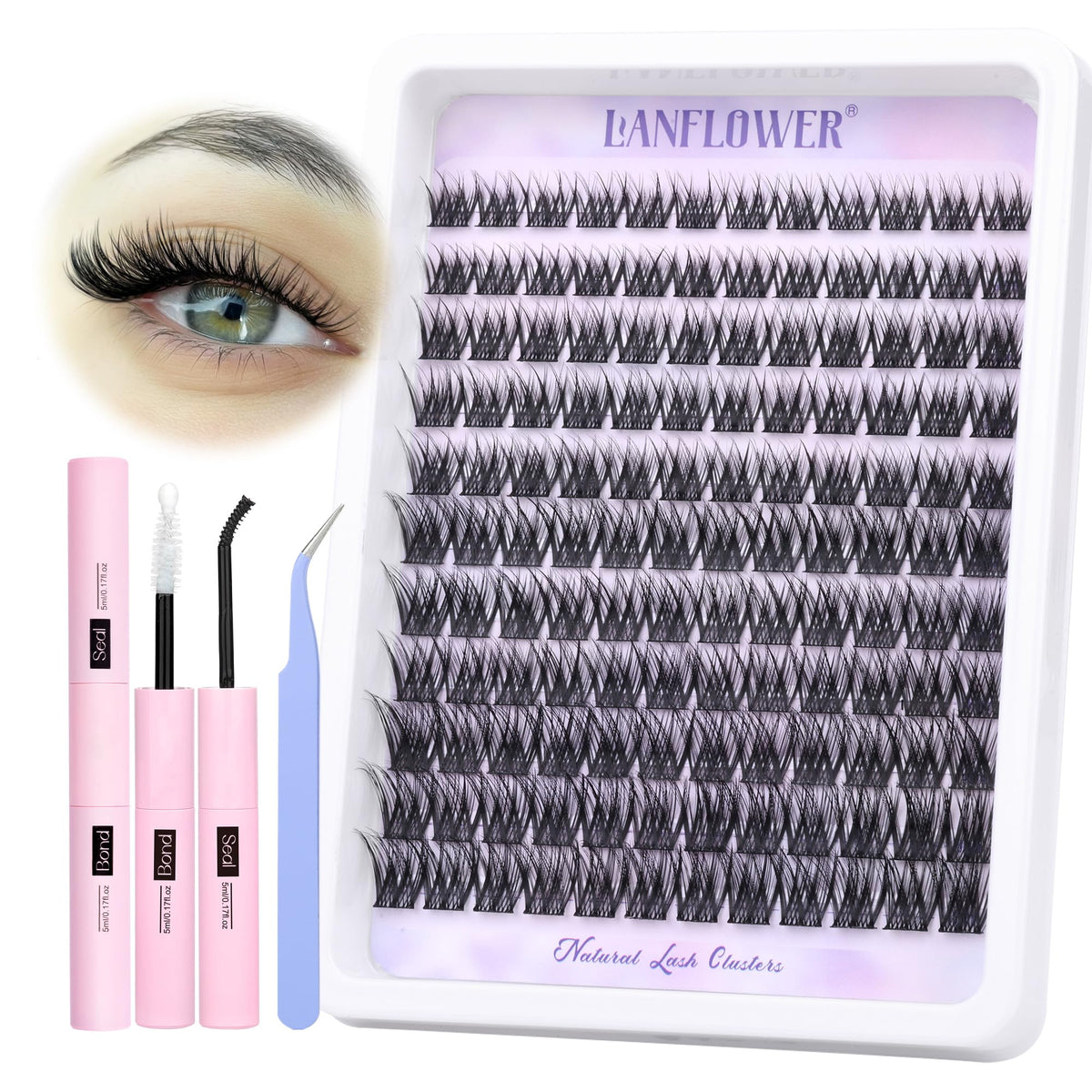 Lanflower lash extension kit packaging for effortless at-home Lash routines