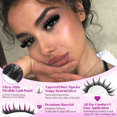 LANFLOWER Manga lashes kit featherweight close-up for lightweight cosplay drama.