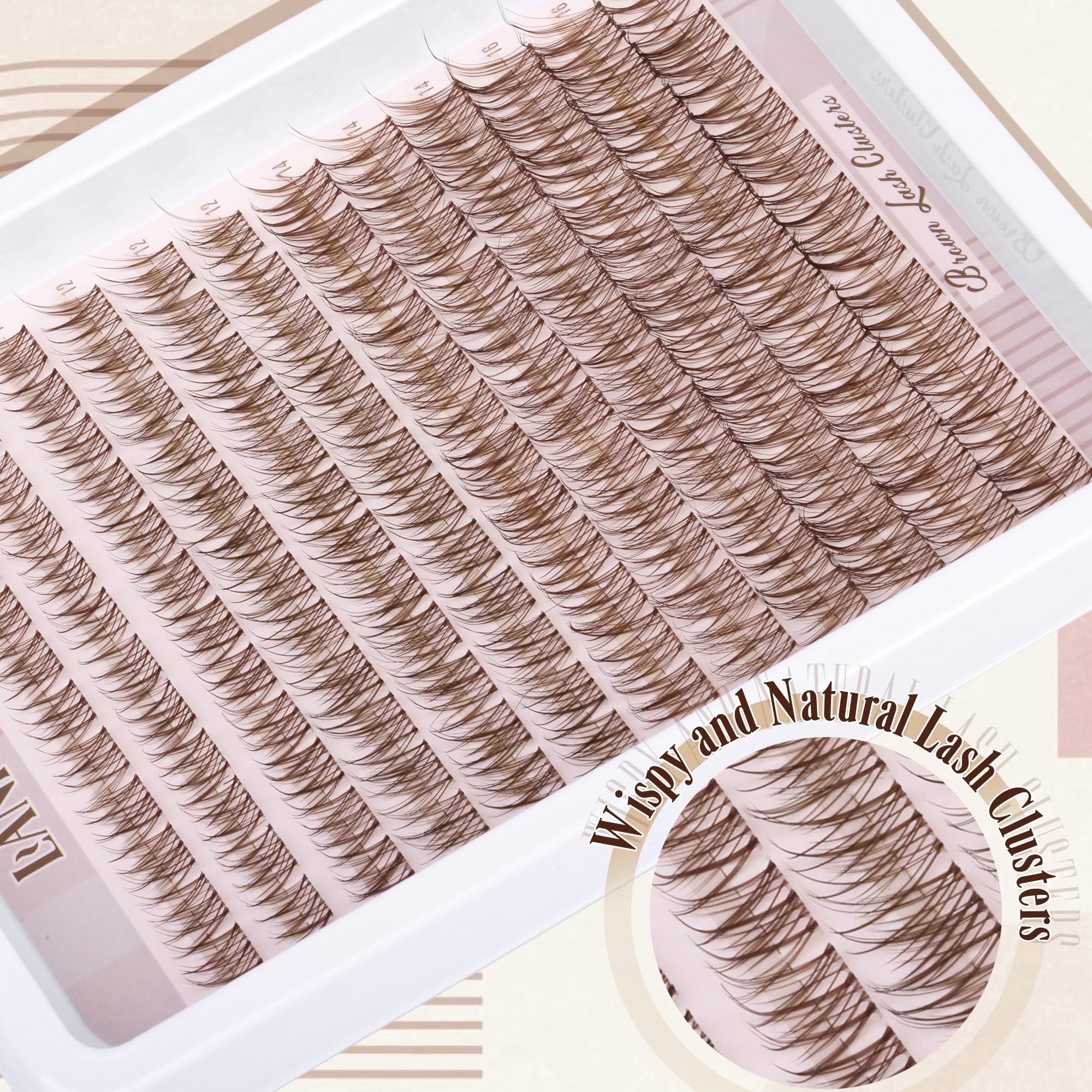 Lanflower reusable brown lash clusters suggest cost savings versus salon replacements.